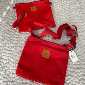 Bric’s Milano Urban Envelope Red Crossbody Nylon Bags with leather accents(2)